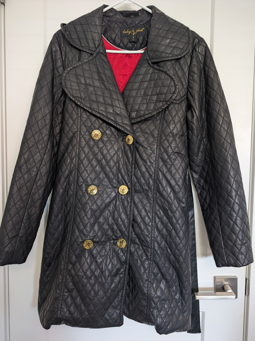 Baby Phat Quilted Double-Breasted Black Coat